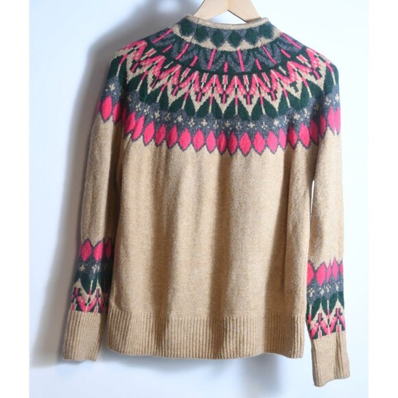 CeCe “Fair Isle” Heather Nordic Knit Sweater Camel Pink Camel Preppy Size XS - Picture 5 of 11